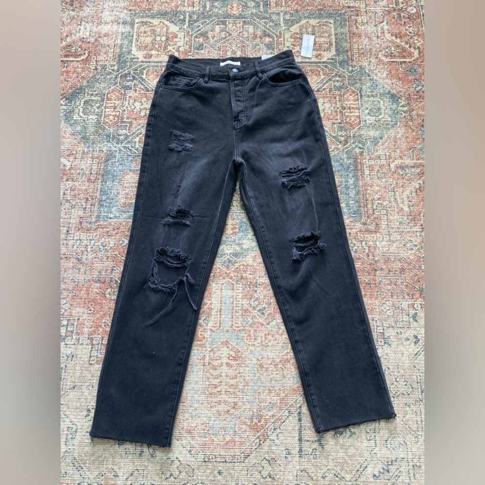 Pacsun jeans High Rise Straight Black Distressed Denim/Size 27 NWT